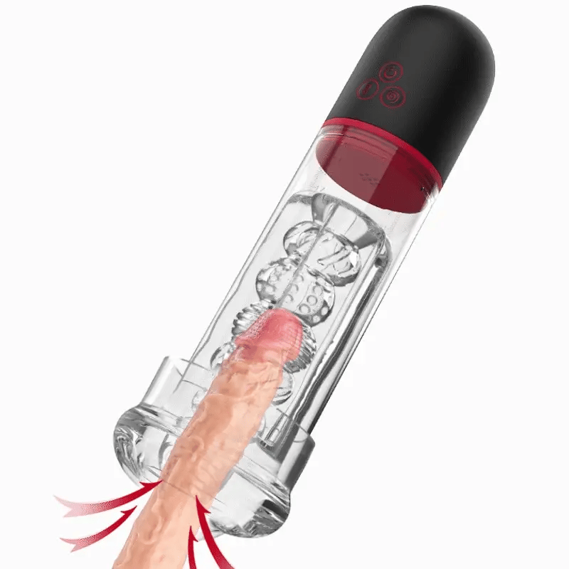 S-HANDE Vibration 9 Mode Suction Penis Pump-Crystal Clear