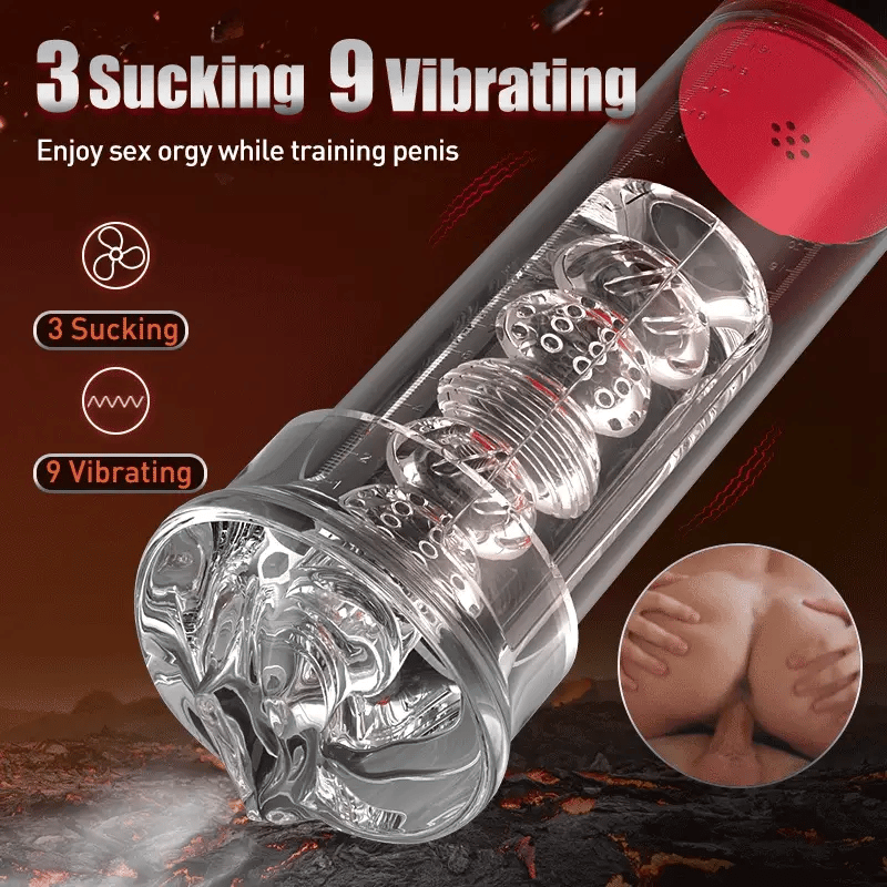 S-HANDE Vibration 9 Mode Suction Penis Pump-Crystal Clear