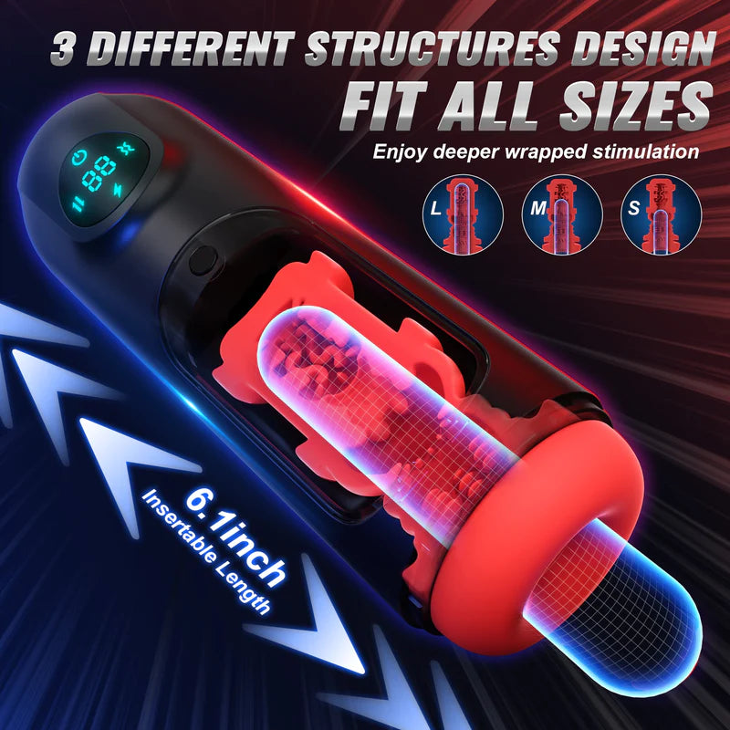 2023 New 8 Vibrating and Thrusting Modes Male Masturbators with LCD Display