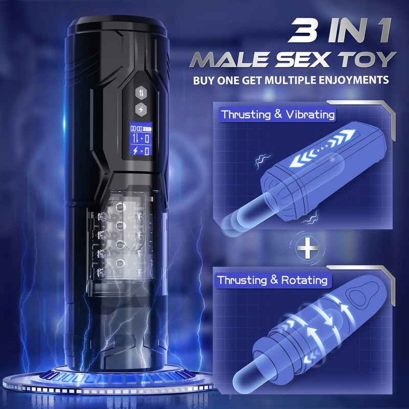 STORM| 3 in 1 Thrusting and Rotating vibrating Male Masturbator Toy