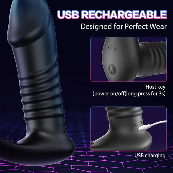 Moore - 10 Thrilling Vibration 3 Thrusting Silicone Remote Control Cock Ring Anal Vibrator