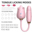Pink The Rose Toy Tongue Vibrator With Thrusting Dildo - xbelo