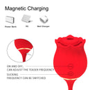 2 in 1 Long Rose Sucking Vibrator Red - xbelo