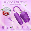 Purple The Rose Toy Tongue Vibrator With Thrusting Dildo - xbelo