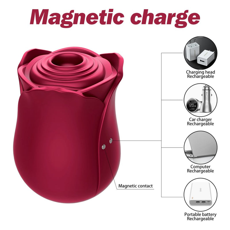 Magnetic Charging Rose Toy Sucking Vibrator - xbelo