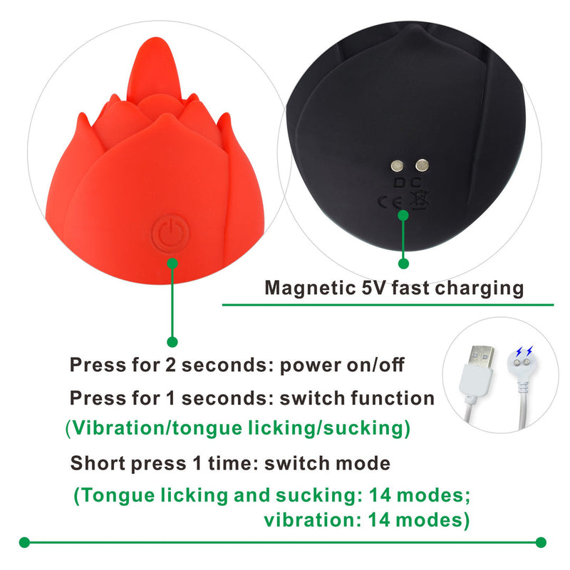 Rose Toy Tongue & Sucking Remote Control Vibrator - xbelo