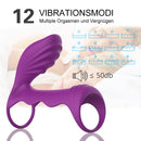 12 Vibration Modes Vibrating Penis Ring-Purple - xbelo