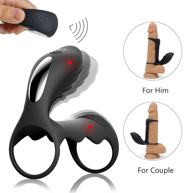 12 Vibration Modes Vibrating Penis Ring-Black - xbelo