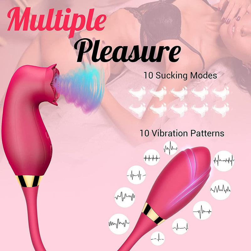 Sucking & Vibration 2 in 1 Rose Toy - xbelo