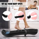 Black 10 Multi-Frequency Silicone Vibrating Dildo with Handle - xbelo