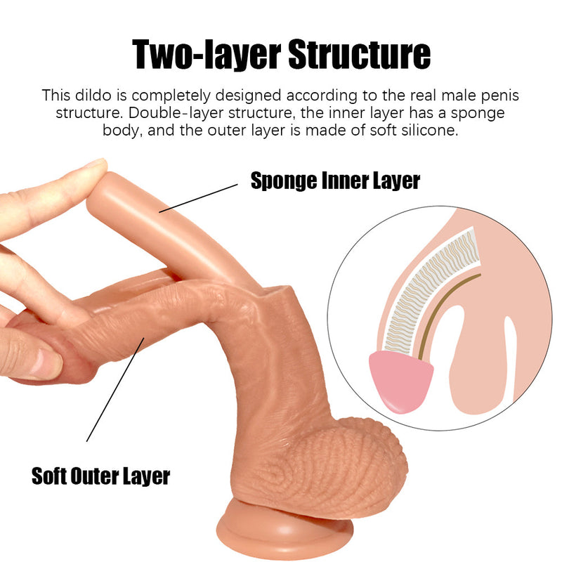 6.3IN Soft Silicone Realistic Dildo Two Layer Structure IN Nude - xbelo