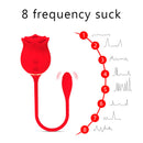 2 in 1 Long Rose Sucking Vibrator Red - xbelo