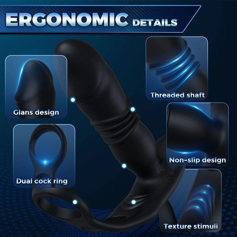 XBELO 3 -Thrusting & 12 -Vibrating Cock Rings Prostate Massager - xbelo
