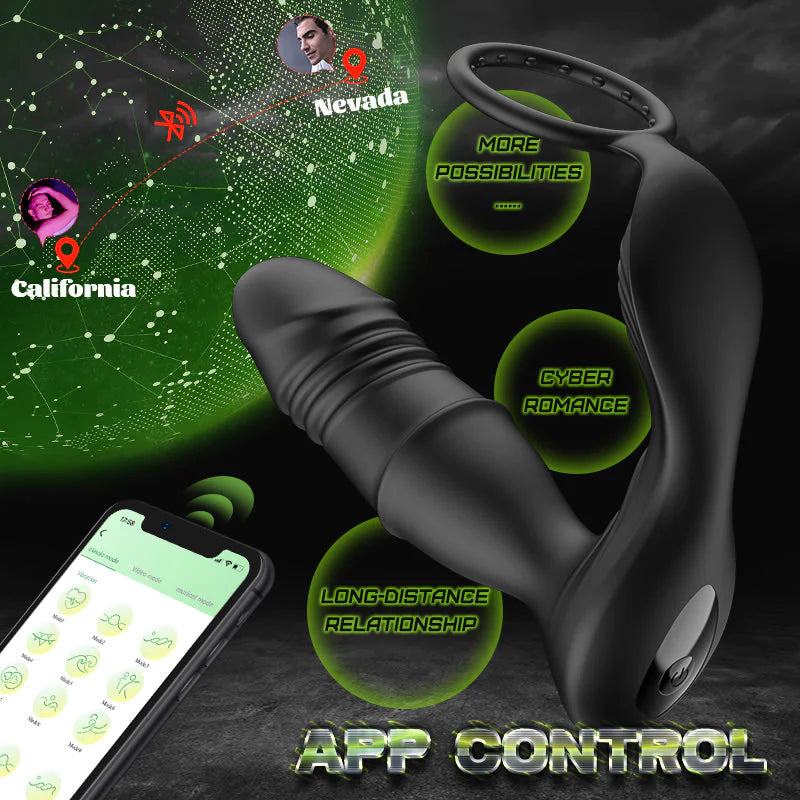 XBELO-APP/Controller & 9-Telescopic / Vibration & Penis Ring Locking Prostate Massager