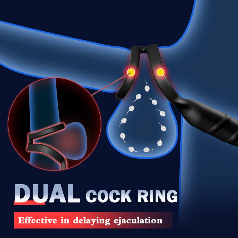 Xbelo 2 In 1 8 Thrusting 8 Vibration Cock Ring Anal Vibrator - xbelo