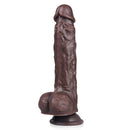Thrusting & Vibrating Remote Control Silicone Dildo in Brown - xbelo
