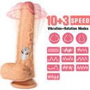 3 IN 1 Thrusting Dildo with Rotate Heat Dark Skin Remote Control - xbelo