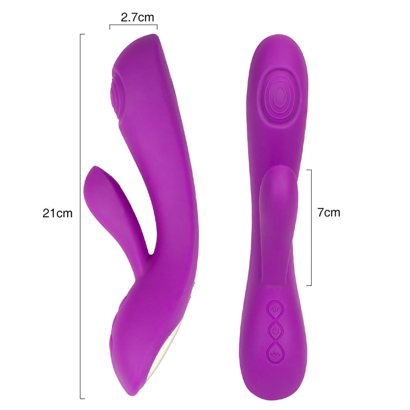 8 Pulsating Mode 2 in 1 Design Clit Rabbit Massager In Purple - xbelo