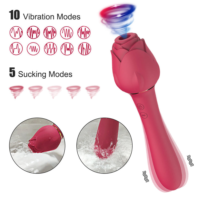 Rose Sucking Dildo Vibrator For Nipple & Clitoral Stimulation - xbelo